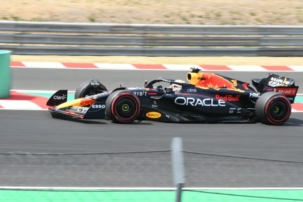 a red bull racing car on a race track
